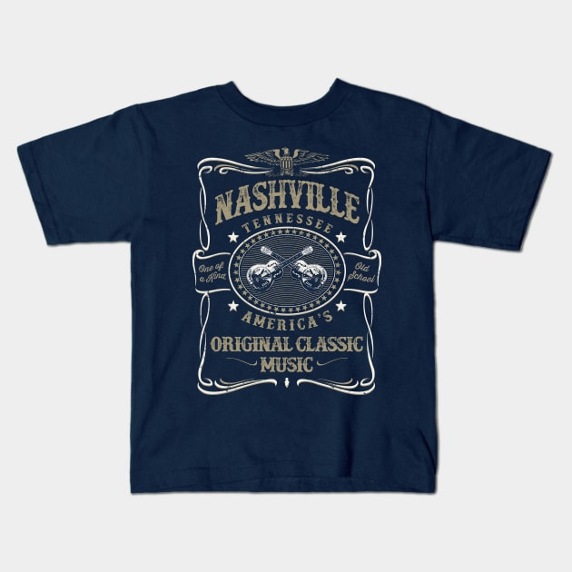 Nashville Music City USA Vintage Kids T-Shirt by Designkix